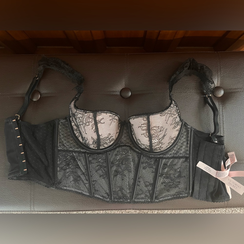 Black Lace Longline Balconette Bra
